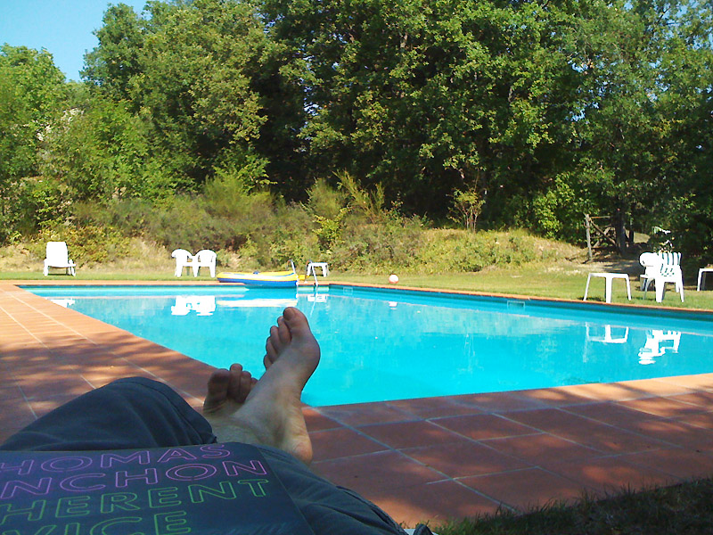 lounging by the pool